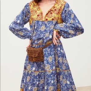 Zara Blue and Yellow Floral Maxi Dress